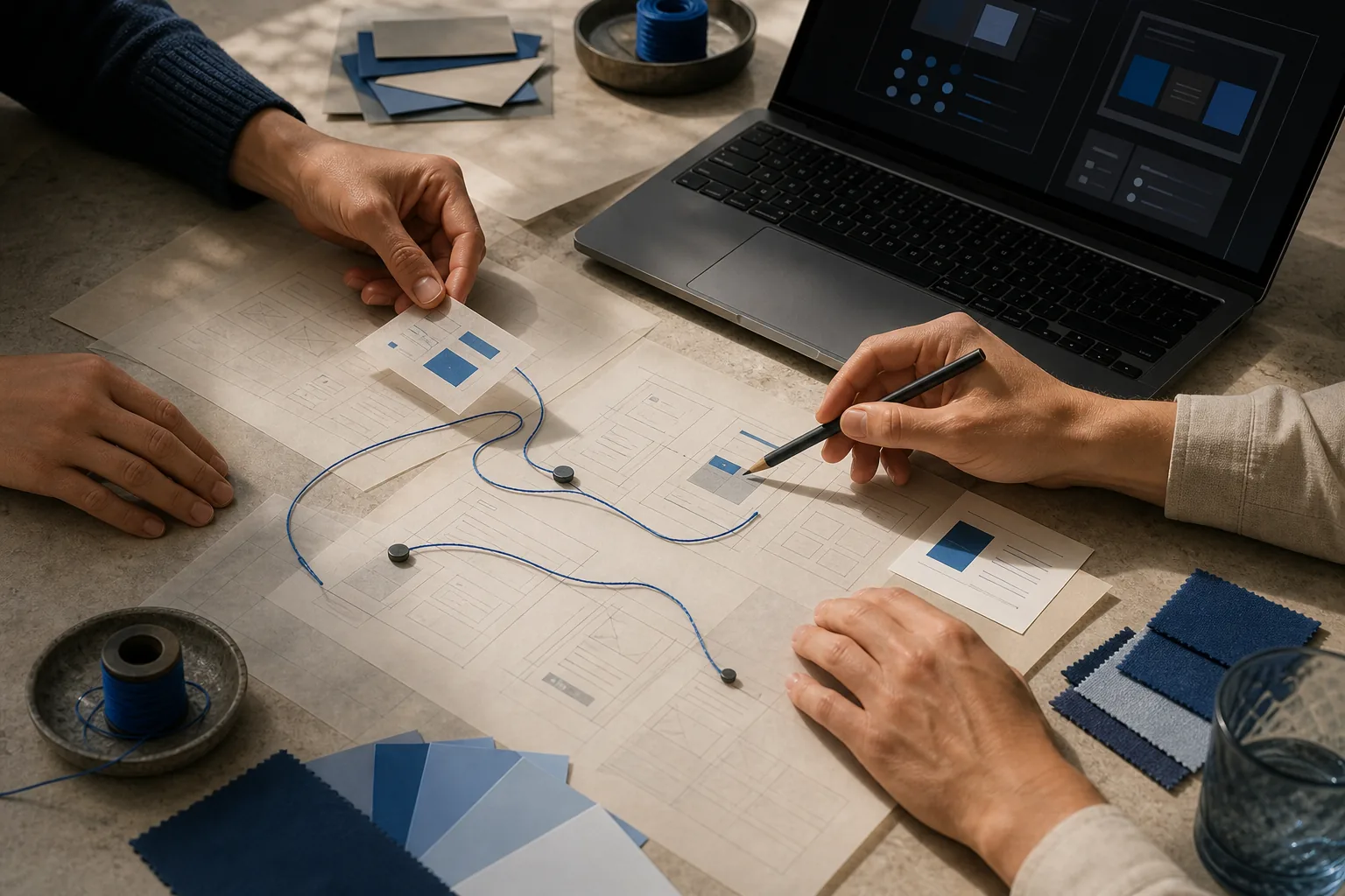 Website improvements mapped out with wireframes and technical notes